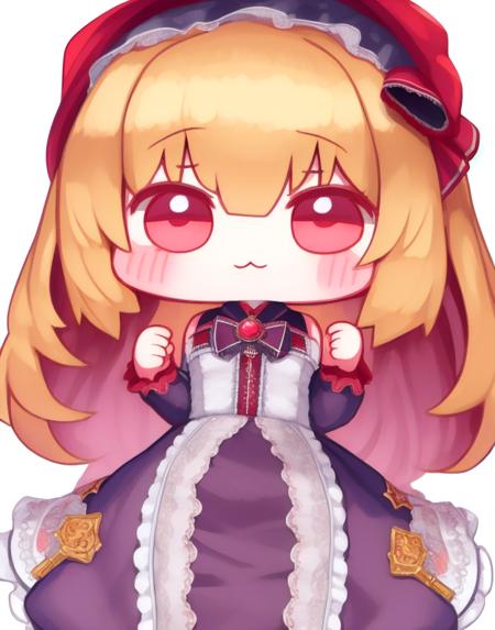 masterpiece, best quality, highly detailed, 1girl, solo, BScon style, white background, cute, rumia, chibi,