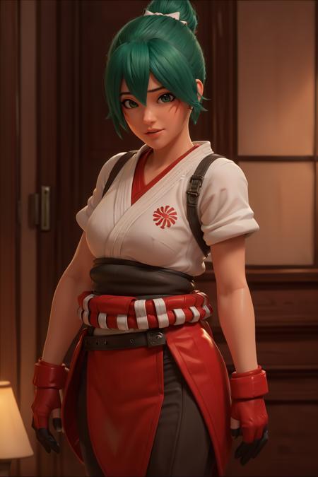 realistic, realism, photorealism, photo-realistic, high contrast, (photorealistic:1.4), 8k high definition detailed realistic, (best quality, masterpiece:1.2), NSFW,  photon mapping, radiosity, physically-based rendering, best quality, highly detailed, 1girl, (owkiriko), kiriko \(overwatch\), green hair, red headwear, (red leggings),  full body, outside, <lora:owkirikov3-000018:0.7>