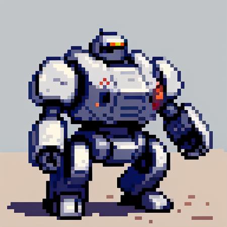 heavy armored robot ,pixel art style, detailed,