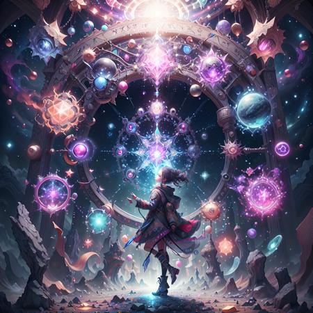 <lora:WizardCoreAISD15:.5>  1girl Astral traveler exploring other dimensions through a shimmering portal , masterpiece, vibrant colors