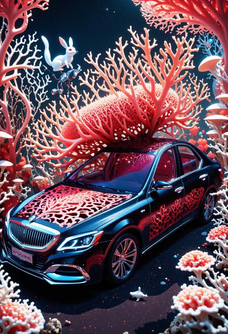 colorful 2D Game art, dark Unity Engine, hyper detailed, award winning, knee level shot of a (coral style,score_9, score_8_up, score_7_up, score_6_up, a close-up of a sedan made of coralbugxl, featuring stylish sedan design, exquisite and imaginative poster art, coralbugxl decoration, coralbug xl, alice's adventures in wonderland theme, coralbugixl, highly detailed fantasy art, exquisite digital illustrations, detail rich digital art, highly detailed digital painting, surrealist digital artworks, 3d epic illustrations of Terror:1.3) , it is anthropomorphic with a face, it is with Remarkable accessories, crowded flora and Gravity well in background, Smoky Conditions, Wide view, Rough sketch, Normcore Art, back-light, F/14, Dichromatic, Decals, Luminism, Unsplash, theatrical, dynamic cinematic color, luxurious sharp focus, rich colors