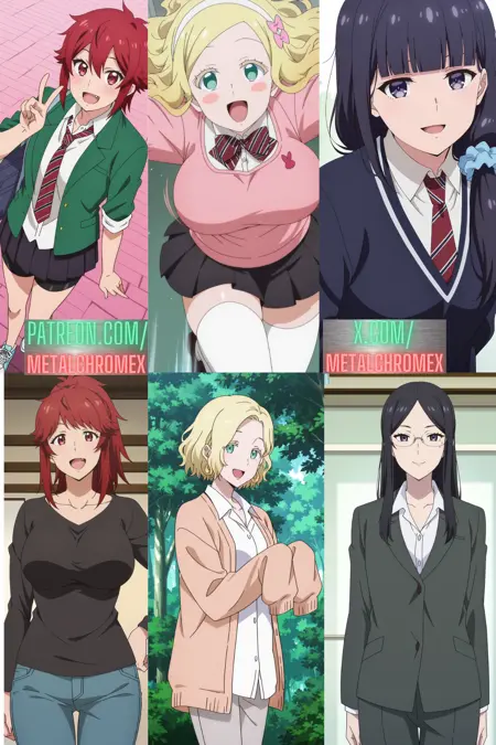 Carol Olston, Tomo Aizawa, Misuzu Gundou, Akemi Aizawa, Ferris Olston, Misaki Gundou - Tomo-chan is a Girl! characters by MetalchromeX (Ilustrious)