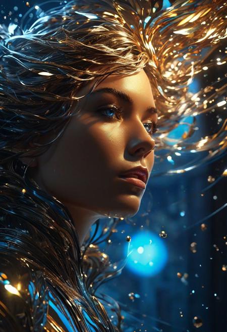 flying water, bioluminescent ,golden glow, dark ((mysterious woman)), many transparant cables, multilayered_eyes, soft lighting, sharp focus, by Marc Simonetti & Yoji Shinkawa & WLOP, paint drops, rough edges, trending on artstation, studio photo, intricate details, highly detailed, head and shoulders portrait, 8k resolution concept art portrait by Greg Rutkowski, Artgerm, WLOP, Alphonse Mucha dynamic lighting hyperdetailed intricately detailed Splash art trending on Artstation triadic colors Unreal Engine 5 volumetric lighting
 Surreal landscape, (Volumetric lighting, backlit, low key), (Light field photography, hard shadows, draconic atmosphere:1.2), (grim mood fully intimidating, in a strange factory in a fantasy world:1.3), focus on a hand conjuring a spell, glare accentuate, closeup, wispy magic wind evaporative, (strong spell, electrical burst:1.2), (in the style of Rick Amor and Michael Ancher hybrid:1.15), (red glow around a magical translucent wobbly magic arc:0.6), Cryptid theme, scaly flakey. Strikingly serious, (Detailed background, Blackening tone, Ebru swirl. Dramatic:1.2) ,continents,blue oceans,white clouds,celestial,ethereal glow,iridescent surface,opulent palaces,floating gardens,luminescent beings,impending collision,cosmic particles,magnetic disturbances,awe-inspiring,fusion of realms.,. shallow depth of field,vignette,highly detailed,high budget,(bokeh:1.14)