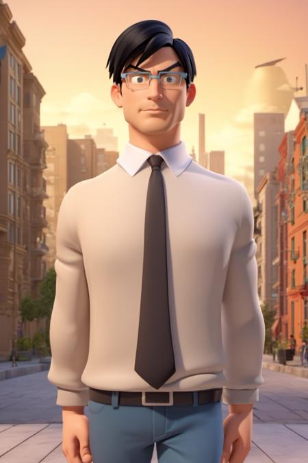 3d toon style image of full body tenxiida character,  serious male,  black hair,  wearing glasses,  in casual clothing,  background of city buildings,  3d toon style, <lora:EMS-57832-EMS:1.000000>, , <lora:EMS-27856-EMS:1.000000>