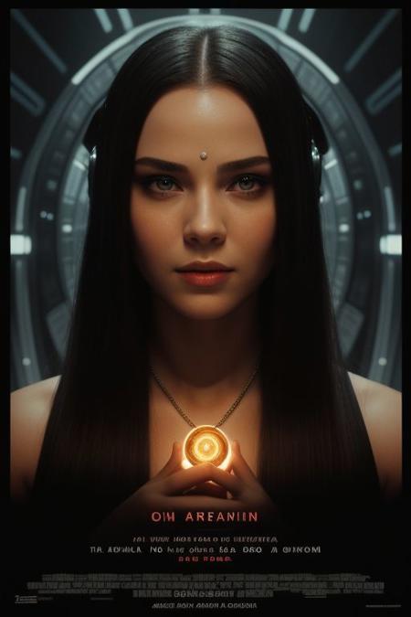 movieposter, Fifth Element, 1girl , looking at viewer, beauty skin care model, glowing shiny skin , cinematic romance, masterpiece layout design, cinematic sci-fi font design, movie poster design