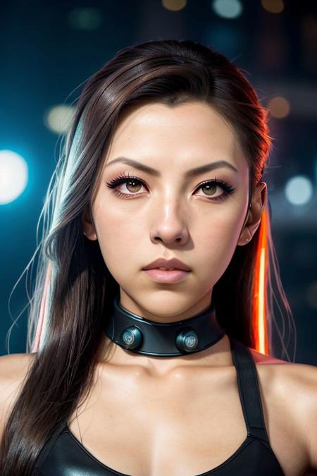 Picture, high quality, beautiful Koh_LilyMuniHe, a woman as mechanical engineer, serious face, cyberpunk, dieselpunk, grungy, grim, perfect face, perfect eyes, sharp focus, stadium, spotlights