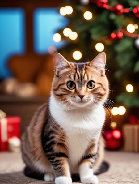 cinematic photo cinematic photo instant christmas,disney pixar style,professional,4k,highly detailed,Cat, . 35mm photograph, film, bokeh, professional, 4k, highly detailed