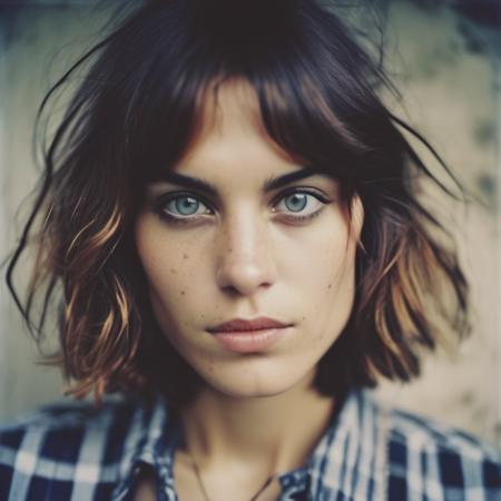 <lora:alexachung_xl_lora_25:1> alexachung  analog film photo close up, beautiful woman posing, ripped jeans and checkered shirt, cute look, perfect eyes, faded film, desaturated, 35mm photo, grainy, vignette, vintage, Kodachrome, Lomography, stained, highly detailed, found footage, f1.2 50mm