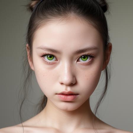 portrait photograph of a beautiful and cute Japanese girl wearing kimono, Porta 160 color, shot on ARRI ALEXA 65, bokeh, sharp focus on subject, shot by Don McCullin, nsfw, ((topless)), (((grey hair, ponytail))), ((jade eyes, green eyes, green_eyes, bright eyes, big eyes)), small nose, face camera, perfecteyes, sakura trees, freckles, pale skin, blush, (hairpin, hair clip), looking_at_viewer, small areola, <lora:PerfectEyesXL:2> <lora:add_detail:1> <lora:SDXLHighDetail_v5:1> <lora:Nipples XL - All in One:1>