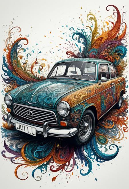 Finely detailed vector illustration, car designs , ultra realistic quality, interwoven pattern, white background, hyperdetailed, intricately detailed,  triadic colors,fantastical,intricate detail,splash screen,complementary colors, fantasy concept art, 8k resolution, masterpiece, ink on old paper, calligraphy,