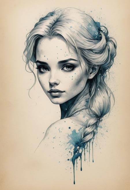 drawing of  face,  Inkstains, silhouette, futscribe, ftsc, technical sketch