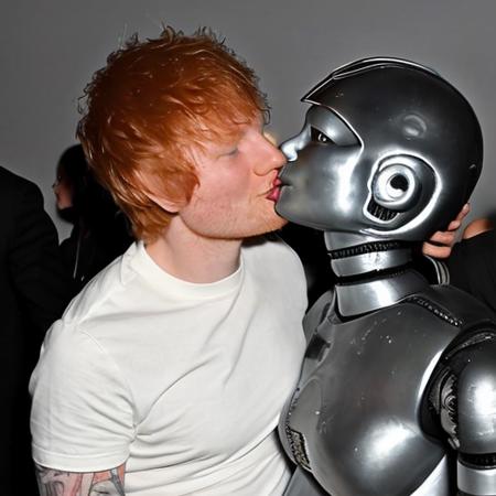 edsheeran person ((making out with a robot that is shocking him ))