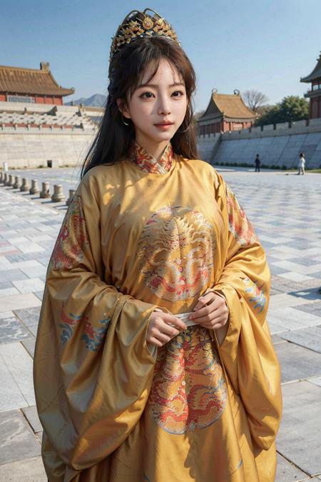 1girl, long hair,masterpiece, best quality, photorealistic, Forbidden City background <lora:Han_Ye_Seul_v3:1>