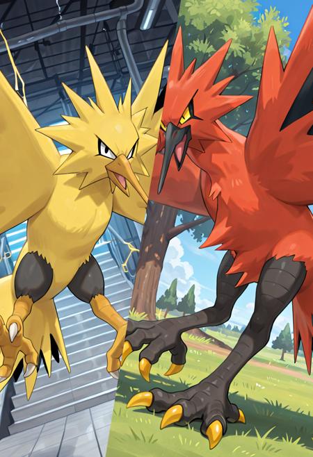 Zapdos＆Galarian Zapdos (Pokemon/ポケモン)-Pony/Illustrious Poke_Zapdos-Illustrious