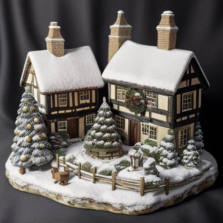 <lora:M1n14tur3:0.9>,photo of (M1n14tur3:1.1) ceramic sculpture of a English village square with christmas tree,surrounded by shops and tudor style houses,covered in snow,landscape architecture render,photo realistic,ornate,studio photograph,sitting on a wooden counter with a black cloth background,bokeh,tilt shift,super detailed,intricate,dramatic,shadows,beautiful,insane details,hyperdetailed,8k wallpaper,uhd,hdr,high contrast,