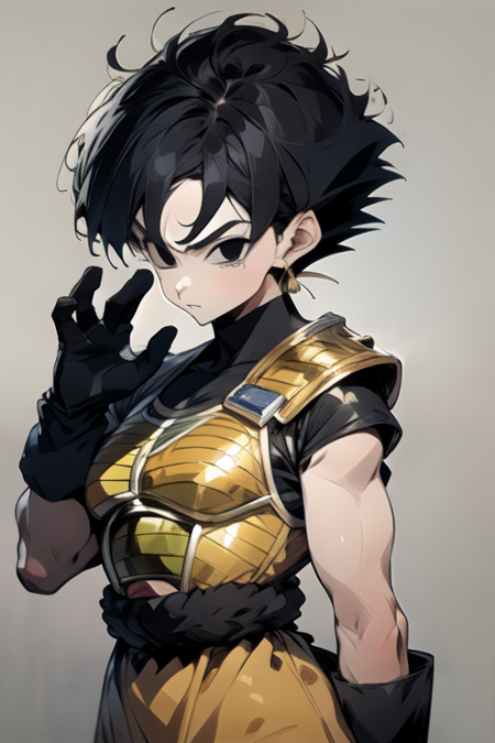 fasha, saiyan armor, white gloves, tail,Fasha, short hair, black hair, (black eyes:1.4), saiyan armor, 1tail, monkey tail, ,fellatio gesture