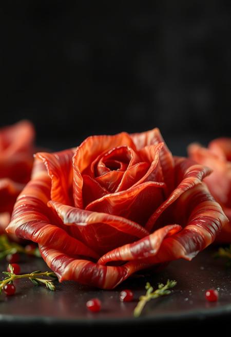 rosebud consisting of petals made of thinly sliced meat