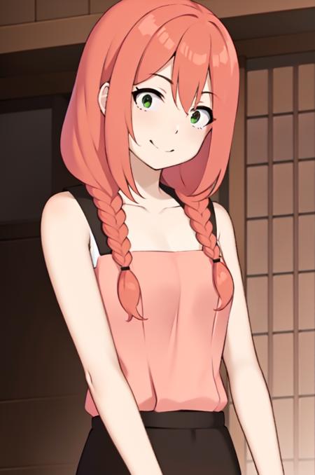 <lora:himitsu:0.5> himitsu, solo, pink hair, twin braids, looking at viewer, smile, green eyes, {detailed face}, thin, small bust, smile, <lora:crazyExpressions_crazyExpressions:1.1>, <lora:add_detail:-1.5>