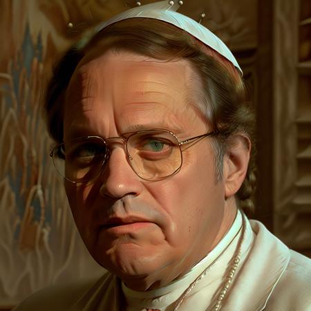 close-up shot portrait of pope+ garth-marenghi in the vatican in summer withLora(garth-marenghi-n47-v1,0.5)