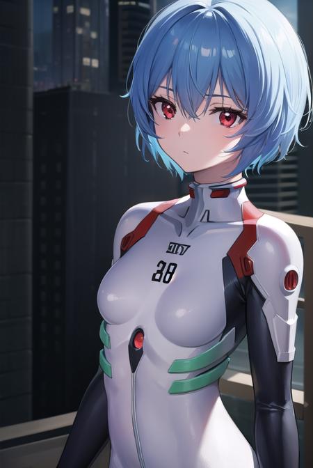 reiayanami, <lora:reiayanami-lora-nochekaiser:1>, 
rei ayanami, blue hair, short hair, (red eyes:1.5), (small breast:1.2),
BREAK bodysuit, headgear, plugsuit, white bodysuit,
BREAK outdoors, city,
BREAK looking at viewer, (cowboy shot:1.5),
BREAK <lyco:GoodHands-beta2:1>, (masterpiece:1.2), best quality, high resolution, unity 8k wallpaper, (illustration:0.8), (beautiful detailed eyes:1.6), extremely detailed face, perfect lighting, extremely detailed CG, (perfect hands, perfect anatomy),