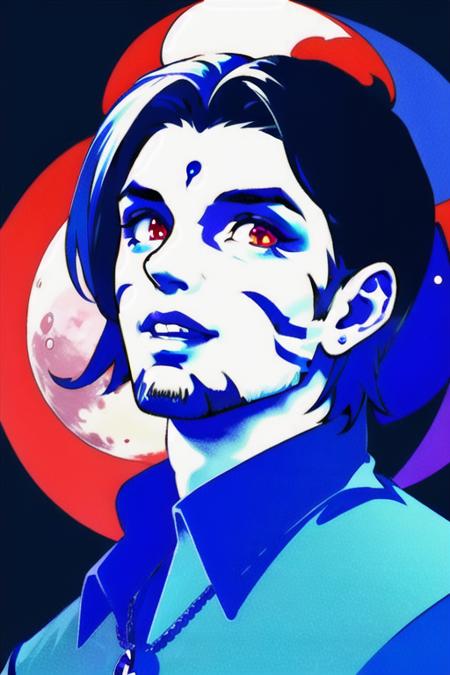 1boy, black hair, cat boy, dark skin, facial hair, facial mark, hair between eyes,lips, looking at viewer, male focus, neck tattoo, parted lips, red eyes, red hair, short hair, simple background, slit pupils, solo,, game cg, torino aqua, nigh sky, moonlight, moon, (wings 1.5), white gloves, depth_of_field, very detailed background, rule of thirds, great composition,Dynamic angle, solo, extreme light and shadow,(detailed eyes), ethereal:1.5, (magical), (extremely detailed CG unity 8k wallpaper),perfect anatomy, vivid colors, ((detailed eyes))