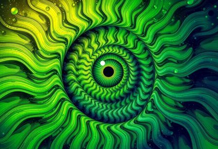 green eye fractal spiral illustration psychedelic hallucination visuals