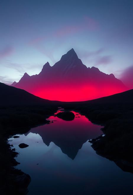 highly detailed and hyper realistic photo, by Alena Aenami , by Archibald Thorburn , by Daniele Afferni , a breathtaking otherworldly landscape with psychedelic colors , in the style of  monochromatic silhouette reflection,  limited dark palette, unusual dark colors, faded colors, atmospheric haze, highly dramatic cinematic lighting, motion blur, film grain,  professional, excellent composition, finest details, maximized details, ultimate detail level, masterpiece, best quality