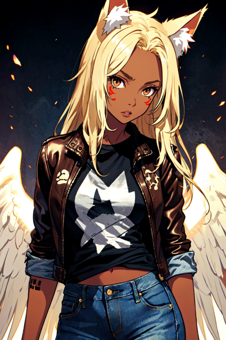 1girl, solo, brown eyes, blonde hair, detailed hair, detailed face, detailed eyes, official art,  BadBoyVibes-GenderFree   OseaDark