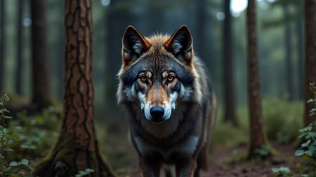 closeup award winning photo of wolf, perfect environment, extremely detailed, dark shot