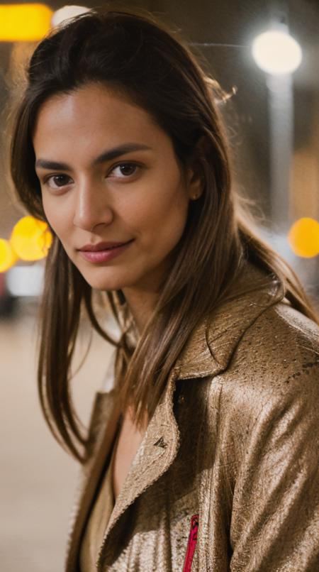 ohwx nia, <lora:ohwx_niar_v1:0.75>, long brunette hair, tall and slim body, fashion photo at Paris taken on fujifilm xt3 pro, wearing a nude color dress, face closeup, exceptional detail, looking at camera, wearing red hermes winter jacket, snowy photoshoot