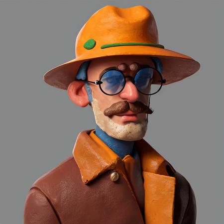 Masterpieces, of the best quality,
Clay, clay texture, polymer clay, ultra light clay, Q version, cartoon, simple background, solo, Man, hat, white background, head, whole body, round glasses, intellectual,