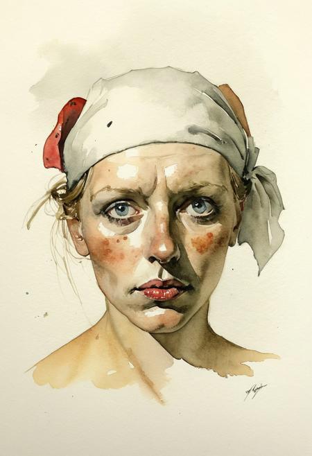 Facial expression style, (watercolor), (Gil Elvgren:0.8), ((clever pirate)) female (cute:1.4), (Andrew Wyeth:0.6)