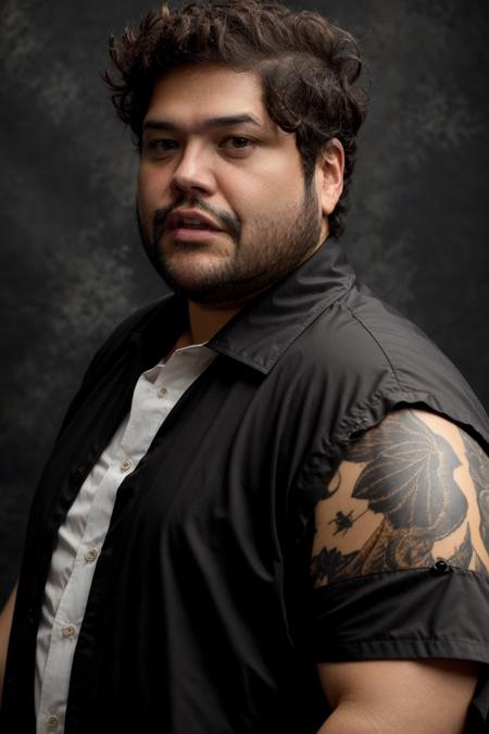 a photo of harveyguillen, (beard:1.2), floral shirt, (dark and moody background:1.2), looking away
 <lora:rs-HarveyGuillenLora-03:1.2>