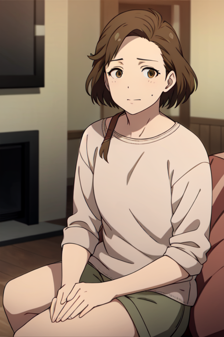 numatamineko, brown eyes, casual, sitting, living room