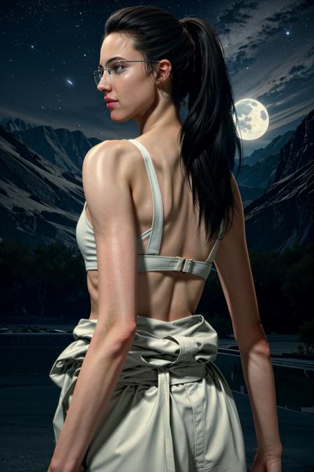 (masterpiece, best quality:1.3)
<lora:add_detail:0.7> <lora:epi_noiseoffset2:1> <lora:MamaDS:0.8>
MamaDS, 1girl, solo, long hair, black hair, glasses, from behind, looking back, starry sky, moon,  reflections, reflections on helmet, hyper realistic, pale skin, 4k, rule of thirds