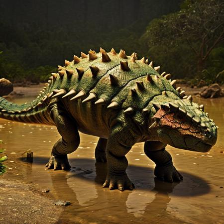 masterpiece, best quality,  <lora:Ankylosaurus_Dinosaur:1>, Ankylosaurus_Dinosaur,  Jurassic jungle,