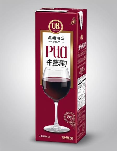 ((straw)),solo,A realistic depiction of a packaged red wine drink, designed for convenience and portability. The packaging should be sleek and modern, featuring English text that clearly indicates it's red wine. A straw should be attached to the package, suggesting it's ready-to-drink. The setting could be a classy bar or a dining table, to give context to the product's intended use. The lighting should highlight the package, making it the focal point of the image. The overall atmosphere should evoke a sense of sophistication and modernity,<lora:boxdrinks2:0.55>,packdrinks,text