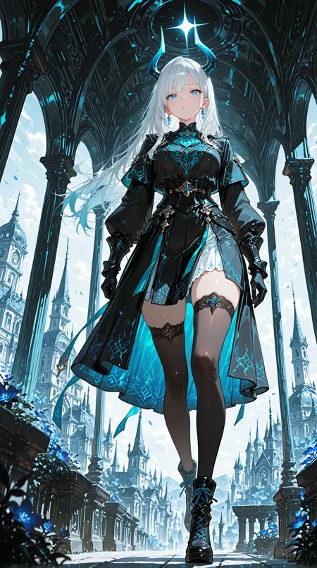 Flat Dark Fantasy Anime Girls