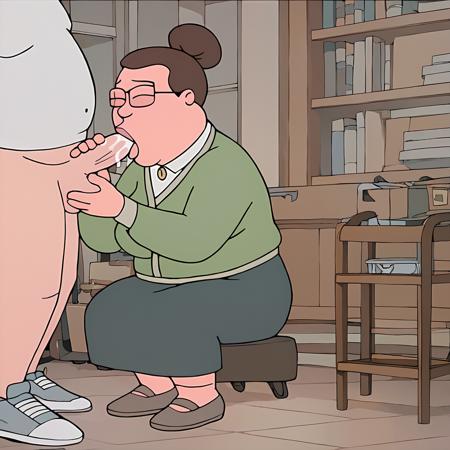 score_9, score_8_up, score_7_up, ellehitler, brown hair, hair bun, glasses, fat woman, sex, fellatio, cum, full body
 <lora:ElleHitlerPonyXL_v1:1>