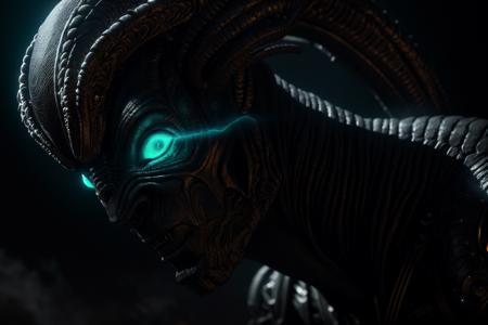 alien character, cinematic lighting, intricate details, octane rendering, dramatic smoke dark background, ring light, alex ross style art, trending on artstation featured on behance, unreal engine, 8k, 4k, (highres:1.1), best quality;