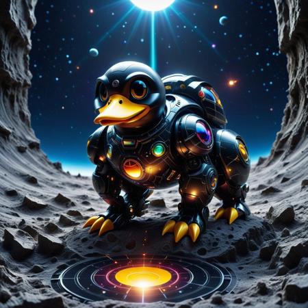 "The Duck’s Delusion" – The colorblind duck, unaware it’s standing on the moon bear’s eviscerated remains, happily quacks at the robot overlord, mistaking its glowing optics for the sun.
score_9, score_8_up, score_8_up, masterpiece,super detailed face, super high resolution, FaceDetail, masterpiece-level, highly detailed, intricate details, detailed background, complex background, cinematic, intricately detailed illustration, depth of field, masterpiece, best quality, amazing quality, very aesthetic, absurdres, newest, very awa, shadow, dynamic angle,