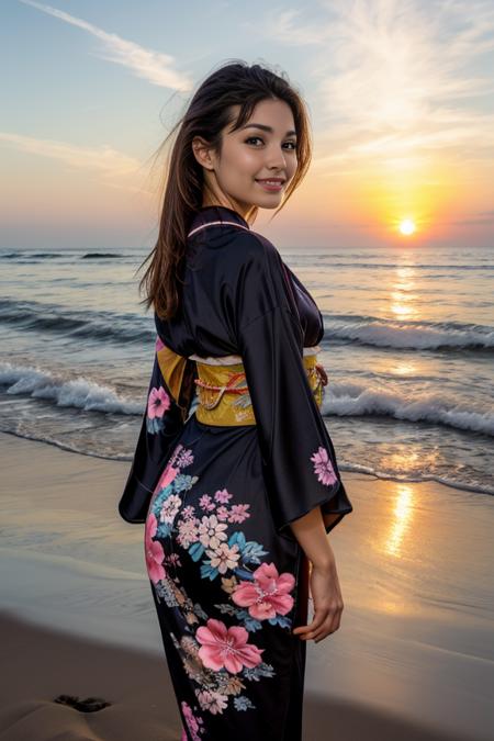 1 woman, beautiful, cute standing at Indian beach, sunrise, close photo
<lora:DETAIL_SLIDER_BY_STABLE_YOGI:0.5>
<lora:Kimono Dress by Stable Yogi:0.8> black kimono dress