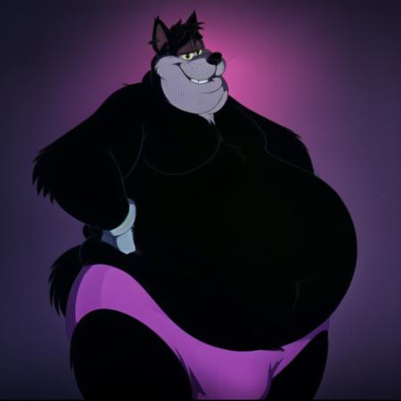  obese, male, cat, (black skin:1.2), big belly