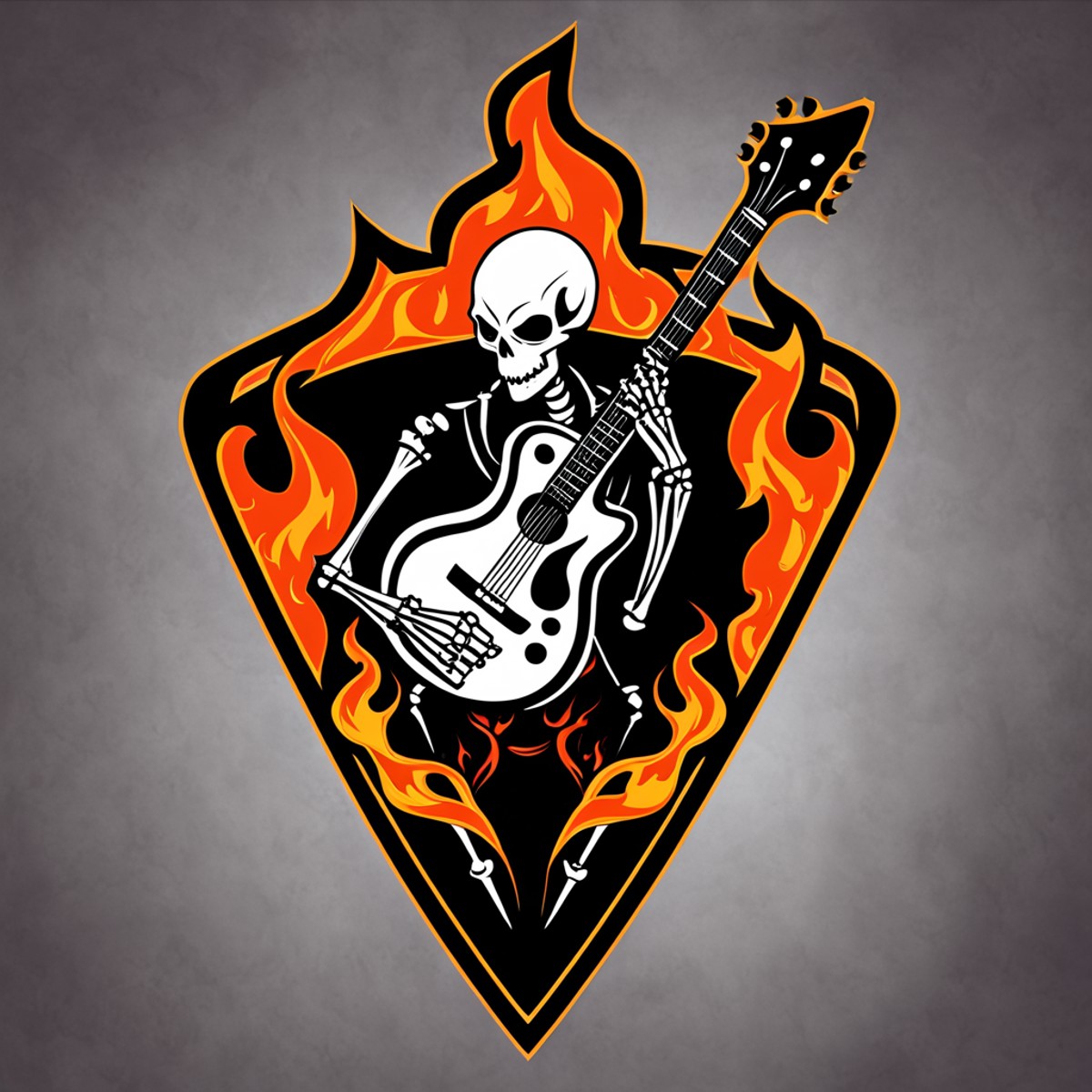 logomkrdsxl,an edgy logo of flaming skeleton with a guitar ,  vector,  <lora:logomkrdsxl:1>, best quality, masterpiece, br...