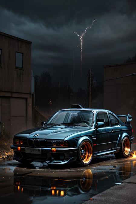 ((Best quality)), ((masterpiece)),wallpaper, 4k, realistic, rain, wet, (night time:1.2), masterpiece, best quality:1.1), ultra-detailed, (battlecar:1.1), (blackpaint:1.08), (BMW E36:1.08), vehicle focus, no humans, car, wheel, tire, debris, splash, sparks, electricity, glowing, water, dirty
vehicle focus, no humans, car, wheel, tire, debris, spike, rock, dirty, clean, shiny, oil slick, reflection, splash, droplets, rust, sparks, asphalt, ground vehicle, sports car, super car, mechanical <lora:battleCars_v2:1>