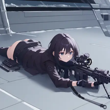 Sniper Laying on floor pose