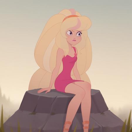 1girl, solo, Aphrodite, big hair, long hair, blonde hair, lipstick, dress