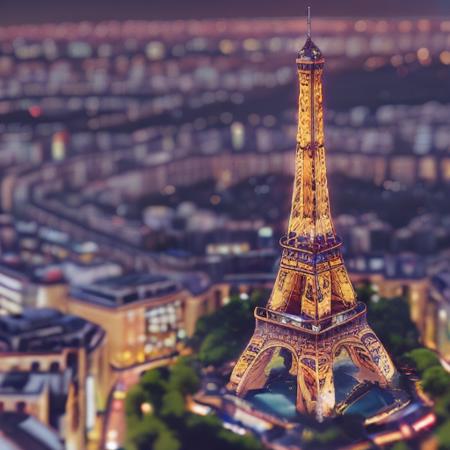 paris at night, Eiffel tower <lora:tilt-shift:1>