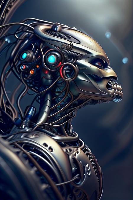 cinematic film still silverpulse, cyborg yautja, simple background, high quality, artistic, vibrant colors, detailed textures. futuristic sleek/glossy silver and blue glow, vibrant colors, detailed textures., Concept art, cyborg, background, vintage, modern, SilverPulse, <lora:SilverPulseMorphXL:0.8>, excellent composition, artistic, highly detail, holy, sunny, dynamic dramatic beautiful full taking . shallow depth of field, vignette, highly detailed, high budget, bokeh, cinemascope, moody, epic, gorgeous, film grain, grainy, side view,