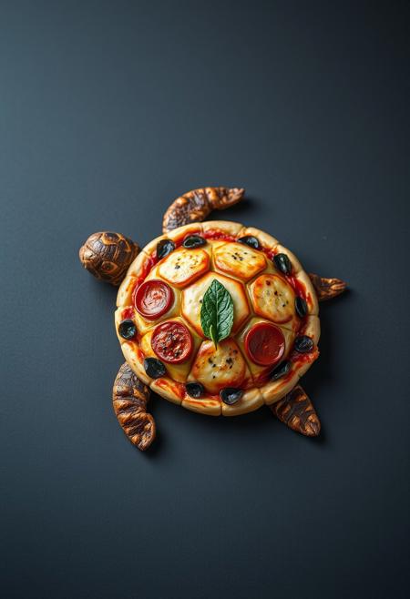 turtle, turtle shell made out of pizza